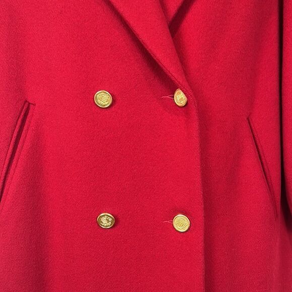 Vintage Forrani Red Double Breasted 100% Wool Long Coat Size 7/8 Petite‎ - Picture 5 of 16